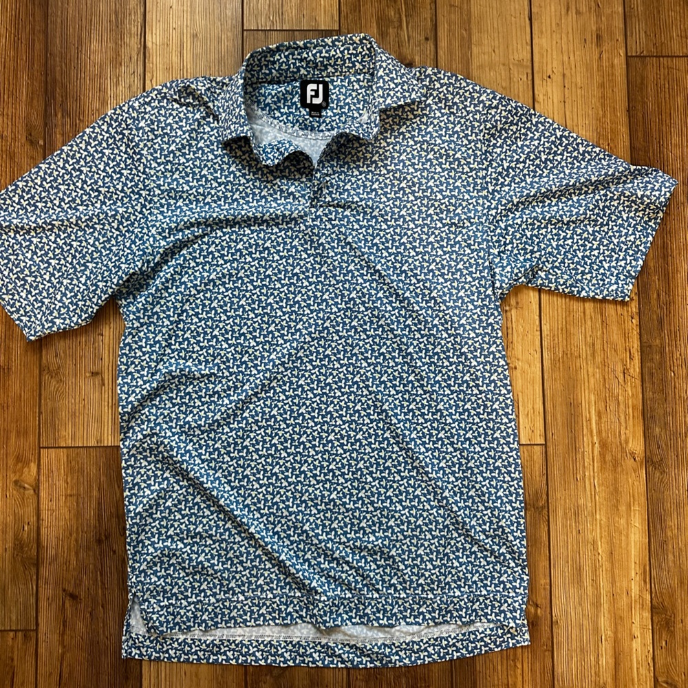 FootJoy Navy and White Casual Button Down Shirt